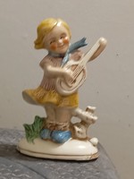 Kislány gitározik . Antik gyönyörű AltWien porcelán