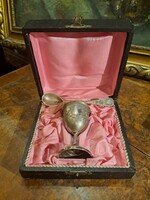 Antique silver soft-boiled egg (?) Set in original box between 1872-1902