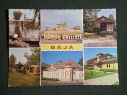 Postcard, baja, mosaic details, sugovica, bridge, main square, town hall, campsite, vojnich mansion, hotel