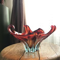 Old handmade Murano crystal glass bowl