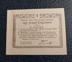 Rozsnyó 1 pengő for kraj lock 1849. Unc. Frame version. Less common.
