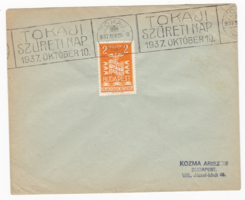 Tokaj harvest day 1937. First day stamp