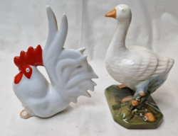 Porcelain rooster and goose are sold together in perfect condition