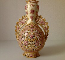 Antique Zsolnay large openwork vase 34.5 cm.