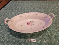 M104 Herend tertia aster pattern oval serving bowl with handle 30x17 cm