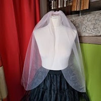 Fty128 - 1-layer, light powder color untrimmed bridal veil 80x150cm