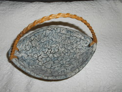 Midcentury vintage retro 70s boat-shaped serving bowl with a crackle pattern