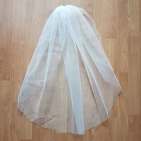 FTY25 - 1 rétegű, szegetlen, Hófehér menyasszonyi fátyol 60x100cm