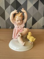 Karl ens volkstedt little girl porcelain figurine. 14 Cm.