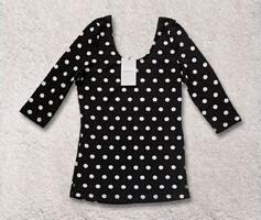 New, with label, gate woman brand, size xs, black and white, flexible elastic polka dot top