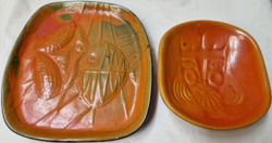 Tófej, applied art, glazed, retro ceramic plates, sold together