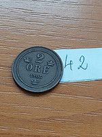 Sweden 2 öre 1905 bronze, ii. Oscar 42.
