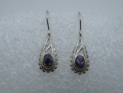 Uk0145 elegant purple stone silver earrings with hook 925