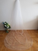 Fty55 - 1-layer, untrimmed, snow-white bridal veil 500x150cm