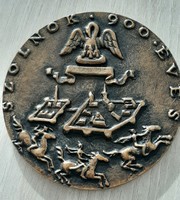 Búza Barna /szignó/  kétoldalas bronz plakett  SZOLNOK 900 ÉVES  1075 - 1975