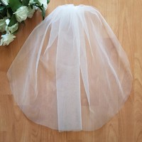 Fty45 - 1-layer, unsewn, ecru wedding veil 100x100cm