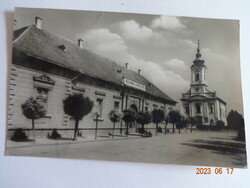 Old postcard: tiszakécske, council house (1962)