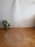 Fty53 - 1-layer, untrimmed, snow-white bridal veil 400x150cm
