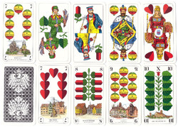 256. Német sorozatjelű skat kártya Porosz kártyakép F.X. Schmid München 32 lap 1980 körül