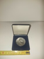 Szt.Kristóf, ezüstözött bronz érme, szép díszdobozban