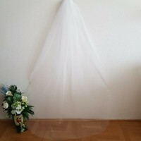 Fty49 - 1-layer, untrimmed, snow-white bridal veil 200x150cm