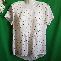 New, size 38, ladybird pattern white shirt, blouse with elongated back