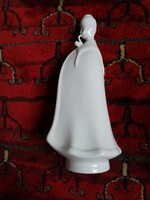 Aquincum porcelain shepherd boy with a pipe, white glazed figure statue, flawless display case nipp