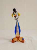 Colorful cheerful charming Murano handmade glass clown figure with hat, 14 cm
