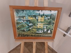 (K) Endre Székely linocut with frame 52x40 cm