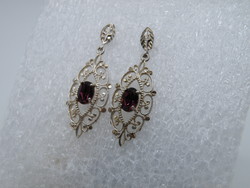 Uk0148 elegant purple stone silver earrings with plug 925