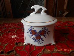 Sugar bowl designed by Duray Lilla from Hollóháza, marked vsqp
