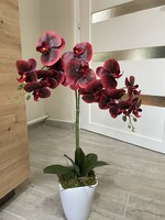 Gyönyörű gondozásmentes Orchidea virág műnövèny kerámia kaspóban lakásdekoráció