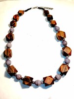 Glass and wood bead necklace (1165)