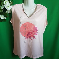New, size 38 pink, sleeveless T-shirt with glittering lettering, top