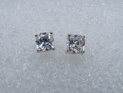 Uk0147 square shape sterling silver stud earrings clear stone 925