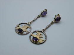 Uk0153 Unique Handmade Gold Plated Silver Amethyst Stone Earrings 925