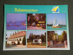 Postcard, balatons eye, mosaic details, camping, inn, beach, sailing, car museum