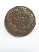 Rarer!! Austria 1 krajcár ein kreuzer 1773 s bronze coin