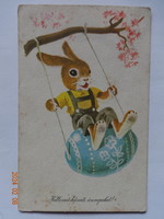 Old graphic Easter greeting card - drawing by Tibor Gönczi