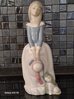 Spanish torralba lladro nao porcelain figure nipp statue girl with hat 24 cm