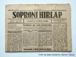 1920 november 28  /  SOPRONI HIRLAP  /  Eredeti, régi ÚJSÁG  Ssz.:  26858