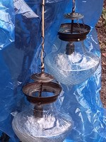 2 burás antik metszett csillár, lámpa bakelit foglalattal (E27)