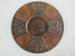 Csodsarvas Hunor and Magor copper or bronze industrial wall bowl