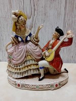 Thüringiai német porcelán barokk, rokokó szerelmes pár - rendkívül ritka darab!