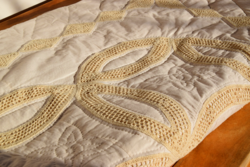 Old large crochet bedspread blanket quilted 285 x 222