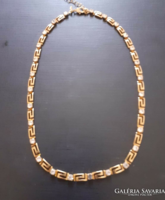 Gold-plated Greek pattern necklace with zirconia stones with h8 avon mark.