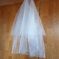 Fty73 - 2-layer, untrimmed, snow-white bridal veil 50/70x150cm