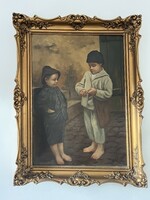 Id.Czene Béla (1880-1944) “Gyermekek” Olajfestmény Vásznon életkép a realista művésztől