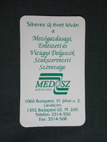 Kártyanaptár, MEDOSZ, Mezőgazdasági Erdészeti Vízügyi dolgozók szakszervezete, 2000, (6) Kártyanaptár, MEDOSZ, Mezőgazdasági Erdészeti Vízügyi dolgozók szakszervezete, 2000, (6)