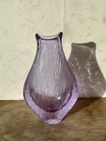 Miroslav Klinger lila üveg váza Sklo Union Zeleny Brod üveggyár (U0012)